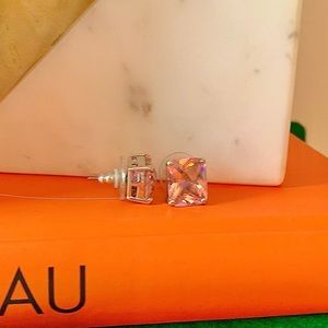 Pink square stone studs